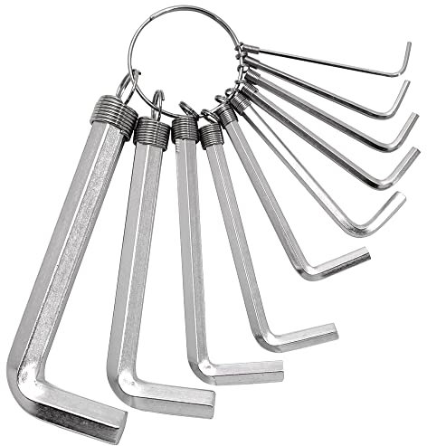 Dekton 10PC Hex Key Set | Includes 10 Metric Sizes | Comes on Keyring with Support Springs | Durable, Convenient for Precision Fastening and Easy Storage | Ideal for Various Applications