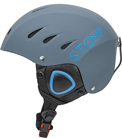 STOMP Ski & Snowboarding Snow Sports Helmet with Build-in Pocket in Ear Pads for Wireless Drop-in Headphone (Matte Blue, Large)