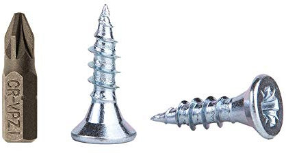 Lote de 1000 tornillos para madera de acero galvanizado de 3,0 x 12 mm, tornillos de cabeza Pozi-Drive, fijadores, avellanados, tornillos de aglomerado (1000 unidades)