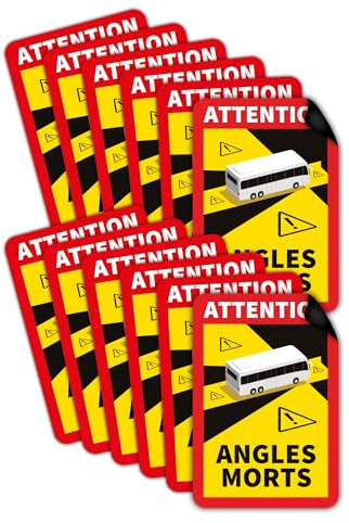 STROBO 12 Stück Angles Morts Magnetschilder 25 x 17 cm | Frankreich Warnzeichen für Bus und Wohnwagen als Magnet | UV-Schutz, Wind- und Wetterfest