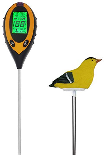 Tester 4 in 1 per terreno, misuratore di umidità, kit digitale per test del suolo, temperatura del suolo, luce solare, test di acidità con display LCD retroilluminato per giardino, fattoria (2 pezzi)