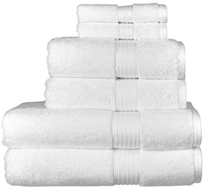 Christy Supreme Hygro 6 Piece Towel Set | White | 2 Bath Towels, 2 Hand Towels & 2 Face Cloths
