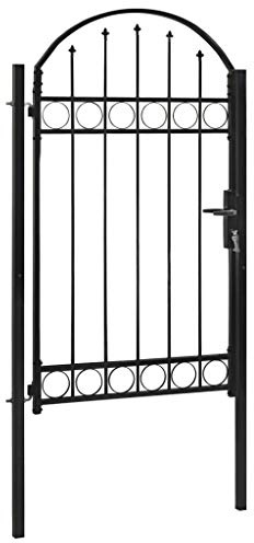 Gartentor, gewölbte Oberseite, Stahl 104 x 175 cm, Schwarz, für Garten, Innenhof, Terrasse