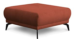CAVADORE Hocker Cooper / Polsterhocker mit schwarzen Metallfüßen und feinem Cord-Bezug, als Beistellhocker oder Sitzhocker / 89 x 43 x 89 / Cord, Kupfer