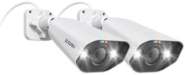ZOSI 2X 4K 8MP Aussen IP PoE Überwachungskamera, Funktioniert nur mit Unserem 4K POE NVR, KI Personenerkennung, Licht- und Tonalarm, Farbnachtsicht, C182