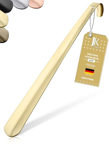 JK Trade® 42cm STABILER Edelstahl Schuhlöffel Lang | Schuhanzieher Edelstahl Lang zum Stehen | Schnell & Einfach | optimierte Länge & Breite | Shoe Horn Business Aufhängbar