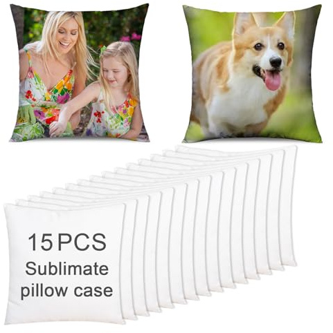 OKBA 15 pcs Sublimation Blanks Pillow Cases 16x 16 White Cushion Covers Glossy Satin Pillow Covers Heat Transfer DIY Custom Picture