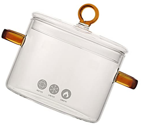 BESTonZON Marmite Verre Transparente Avec Couvercle Résistante Chaleur Pour Cuisinière Accessoire De Cuisine Pour Ragoût Et Soupes