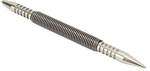 Dual Head Center Punch Spring Design High Hardness Carbon SteelCompact Hammerless Center Punch for Wood Metal Glass Punch Head,Hammerless Nail Set Hinge Pin Fixer Metal Woodworking