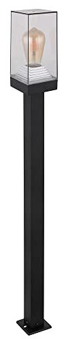 GLOBO Pollerleuchte E27 Wegeleuchten Außen schwarz Aussenleuchten Garten Standleuchte, Aluminium Druckguss klar, 1x LED 7W 806Lm warmweiß, LxBxH 10x10x100 cm