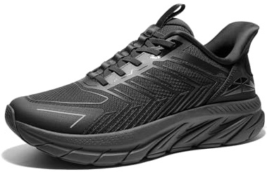 ALLSWIFIT Dra-på-promenadskor för män träningsskor löpning bekväm tennis andas halkfri atletisk gym träning korsträning sneakers, Helt svart, 39.5 EU