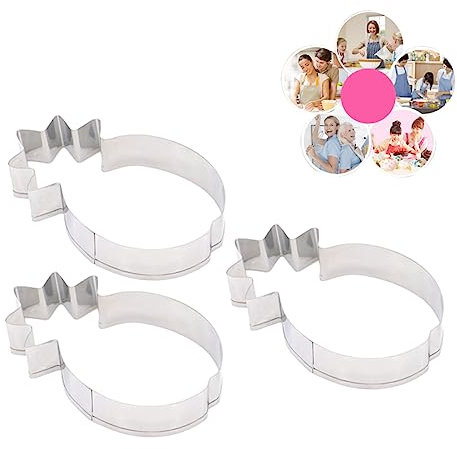 ABOOFAN 3pcs Stainless Steel Cookie Cutters Pineapple Shape Baking Molds for DIY Cakes Easy to Clean Demould
