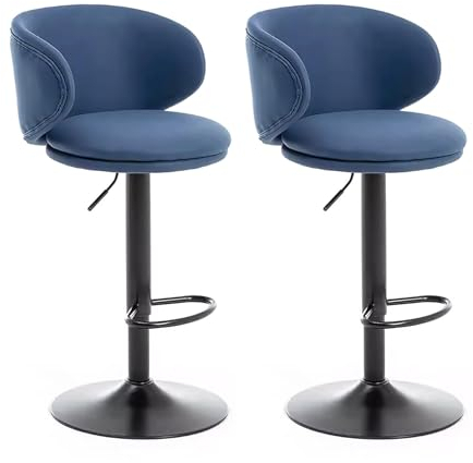 LiChA 2er-Set Barhocker aus Kunstleder, höhenverstellbar, Tresenhocker mit Rückenlehne und Metallbeinen, Frühstücksbar-Drehstühle für Küche, Pub, Kaffee, Zuhause