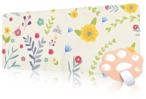 FAIRYGATE Tapis de Souris Gaming de Jeu à Imprimé Fleur Printemps Grand Base en Caoutchouc Antidérapant Bords Cousus pour Bureau Gamer 90 x 40 cm B6705-L
