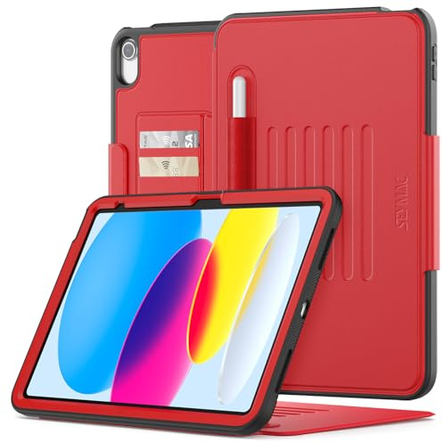 SEYMAC Hülle für iPad 11./10. Generation 2025/2022 (11/10,9 Zoll) A16, stoßfester Schutz mit automatischem Schlaf-/Wachmodus, magnetisch, Smart, Kartensteckplätze, mehrstufiger Ständer und Stifthalter