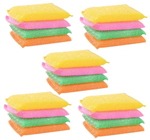 CIYODO 20 Piezas Esponjas De Cocina para Platos y Ollas Sin Rayas, Microfibra Ultra Fina, Colores Surtidos, Almohadillas para Lavar Platos y Estropajos para Superficies Duras