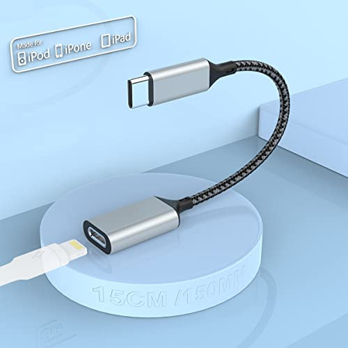 USB-C-zu-Lightning-Audioadapter [MFi-Zertifiziert], MTAKYI-Kopfhörer-Audiomikrofon, Kompatibel mit Lightning EarPods/Kopfhörern, Pad Pro 2021/Air 4/Mini 6, Samsung S21 S20, Windows 10 PC