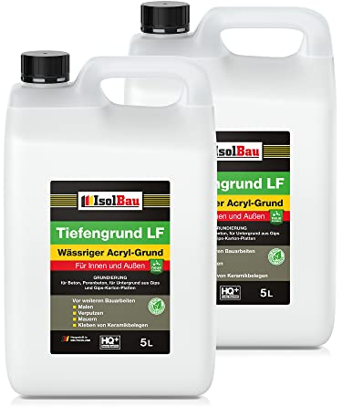 Isolbau Tiefengrund LF - 10 L Wässriger Acryl-Grund für Innen & Außen - Tiefgrund für professionelle Grundierung