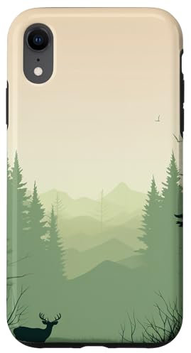 Coque pour iPhone XR Bois de pin forêt Nature verte Exploration en plein air