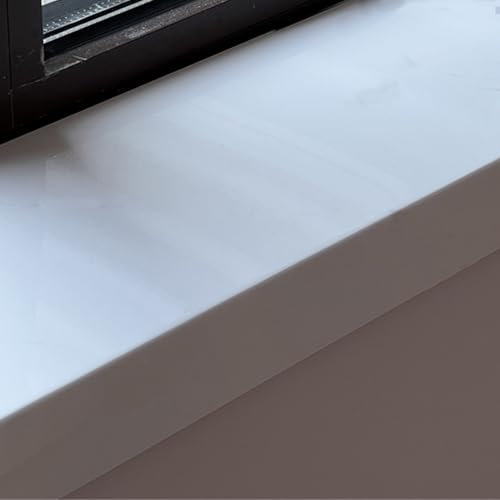 SDFVSDF Fensterbank Fensterbankschutz mit Weißer Fliesenoberfläche, Wasser-/ Öldichte Kantenschutzplatte für Erkerfenster, Fensterbankabdeckung für Badezimmer, Küche und Dachboden(60x12cm/23.6x4.7in)