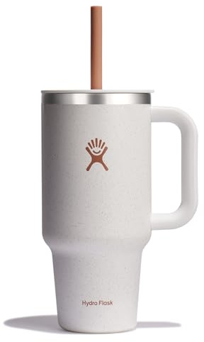 Hydro Flask 32 Oz Travel Tumbler with Handle, Lid and Straw - Insulated Stainless Steel in Seasalt