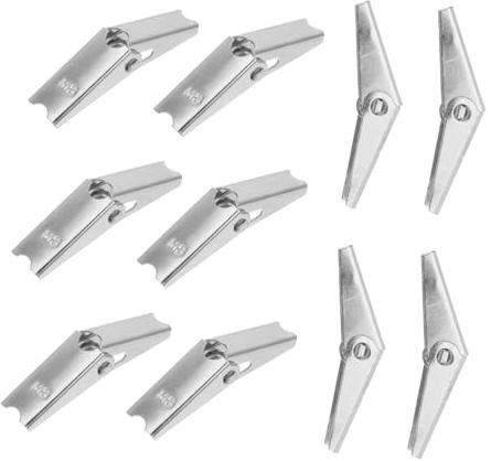 Chevilles à Bascule Argenté Lot de 12, M8, en Fer Galvanisé | Plaques de Plâtre et Cloisons Sèches, Aile à Bascule, Boulon Écrou, Bricolage et Réparations