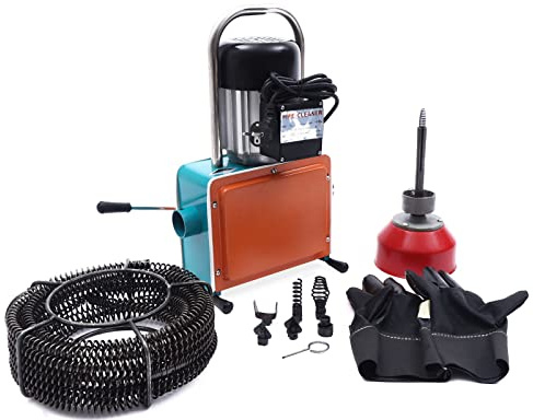 Desatascador Eléctrico, 1000W Desatascador de Tuberías Eléctrico Profesional, 400r/min Desatascadores de desagües 220V IP44 con Resorte Largo para Limpiar Alcantarillas de Baño