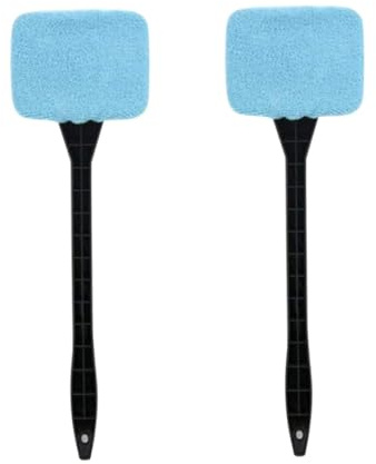 Inside Window Cleaning Tool Windshield Cleaner Car Inside Window Glass Cleaning Tool with Handle 2PCS Blue