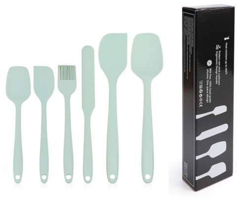 GXGM 6 pezzi Set spatole in silicone Spatola in gomma Modello in marmo antiaderente con anima in acciaio inossidabile Set di utensili da cucina per spatole termoresistenti per cottura
