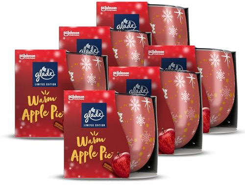 Glade Jar Candle, Scented Candle Infused with Essential Oils, Up to 31 Hour Burn Time, Warm Apple Pie, Pack of 6 (6 x 120g)