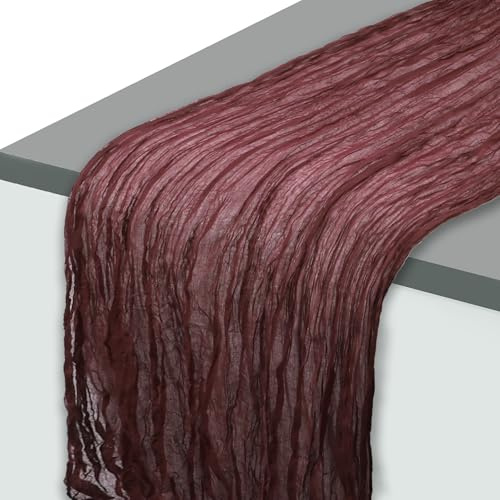 CAPASTEC Romantischer Käsetuch-Tischläufer, 118,11 L x 35,43 W,Tischdecke für Wohnzimmer, Esszimmer, Balkon, Garten Weinrot