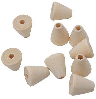 Holzperlen für Mädchen 100 Stück Kegelförmig Selbstgemacht Schmuck | Holz, Khaki, Handgefertigtes Zubehör, Bastelbedarf für Schule und Kreative Projekte