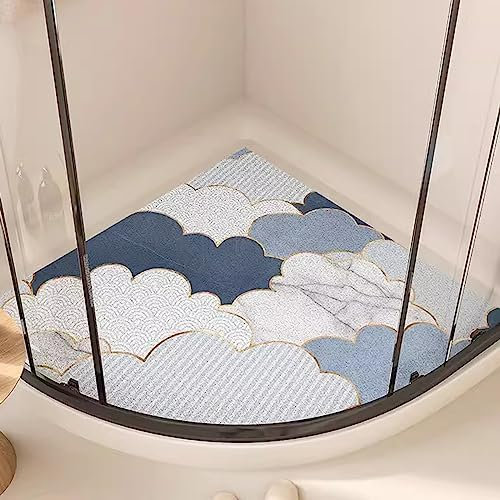 Böjd halkfri badmatta för hörndusch, Hörnduschmatta Halkfri antimögel, RV-duschmatta för hörndusch, Snabbtorkande triangelduschmatta, lätt att rengöra, C, 90x90 cm (36x36 tum)