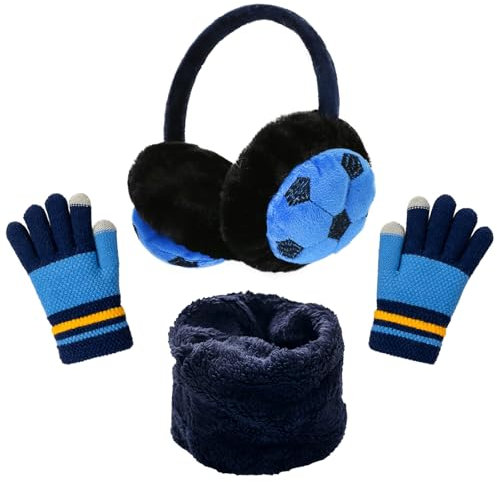 HTTDSLF Fluffy Earmuffs - Kids Ear Warmers with Cartoon Football Design for Winter