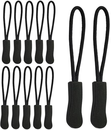 WOLMIK Zipper Pulls - 12 PCS Zip Tags Cord Pulls, Zipper Pull Replacement, Zipper Extension, Zipper Tags, Non-Slip Zipper Tags for Jackets, Backpacks, Traveling Cases