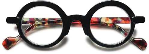 KOOSUFA Mode Anti Blaulicht Lesebrille Rund Klein Damen Herren Retro Bunt Lesehilfen Sehhilfe Anti Müdigkeit Brille 1.0 1.5 2.0 2.5 3.0 3.5 4.0