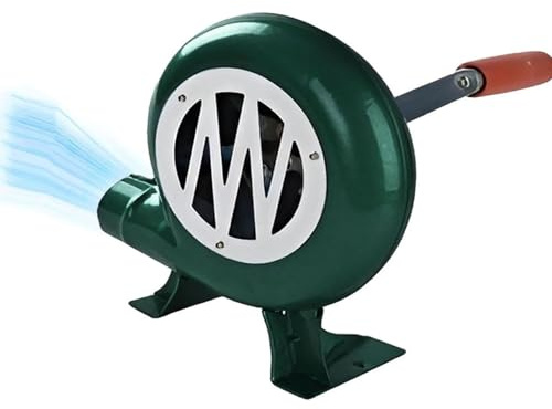 JOUFNING Briquets à Charbon Forge BBQ - Ventilateur Manuel Iron Gear Popcorn Fan, Souffleur De Barbecues Centrifuges, Grille D'allume-Charbon pour Ventilateur De Barbecue, pour Pique-Nique(80W)