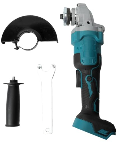 Amoladora angular inalámbrica para batería de 18 V, 3 velocidades, amoladora profesional sin escobillas, motor sin escobillas, con asa auxiliar para cortar, rejilla, pulido (125 mm - Batería de peso)