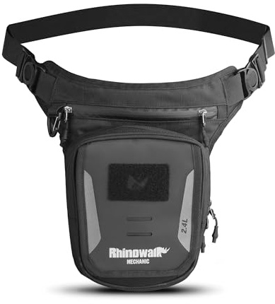 Rhinowalk Motorcycle Fuel Tank Bag, Magnetic Quick Release, Black, One Size, Leg Bag, Waist Pack