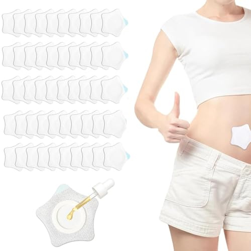 60 Stück Bauchnabel Pflaster, Castor Oil Patches, Rizinusöl Bauchnabel, Rizinusöl Pflaster Bauchnabel, In 7,7 Cm Sternform, Ideal Für Unterwegs, Büro, Zuhause und Schule, Praktisches Geschenk.