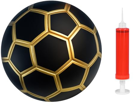 APOMOONS Fotboll Curveboll med liten pump, fotbollsstorlek 4, böjd boll 22 cm, fotbollar för inomhus och utomhus, EVA-gummi, fotbollsboll, gåva (svart)
