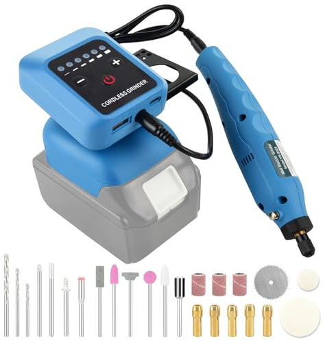 AUTOJARE Akku Multifunktionswerkzeug kompatibel mit Makita 18V 6 Drehzahl 6000-18000U/min Mini Schleifmaschine mit 24 Zubehörteile zum Schleifen, Polieren, Gravieren, Schneiden (ohne Batterie)