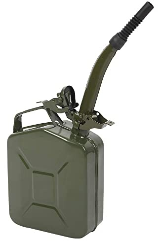 5L Petrol Can with Spout - Metal Jerry Can, 1.3 Gallon Fuel Tank | Portable Oil/Diesel Storage for Car, Truck, Motorcycle, Off Road (5L 0.6mm Can with Spout Green)