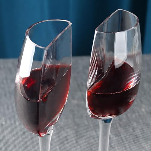 Juego de 2 copas de vino medio de 140 ml, media copa de vino, copas de vino con tallo largo, copas de champán, divertidas copas de vino tinto para amantes del vino