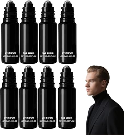 Augenserum für Männer Reduziert Augenringe und Schwellungen - Koffein-Augencreme mit 360 ° -Massagekugel - Unteraugenserum für Augenringe und feine Linien - für Männer und Frauen, 10ml (8 Flaschen)