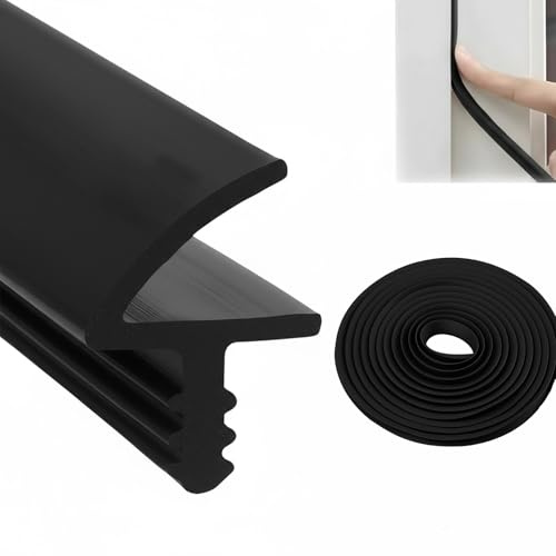 Türdichtung, Zimmertürdichtung, TPE Gummidichtung Dichtband Zarge für Innentüren, Türanschlagdichtung (Schwarz, 10M)