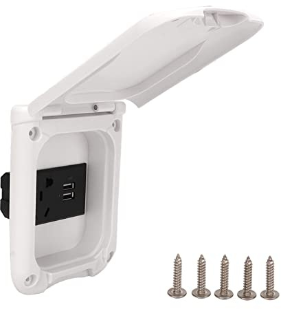 RV Stromanschlussbox, IP44 Wasserdicht, ABS - Material, 2 - und 3 - polige Steckdosen, 2 USB - Ports - Staubdicht, Langlebig, Für Outdoor und Camping