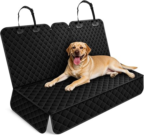 Dog Car Seat Cover, Waterproof Non-Slip Rear Seat Protector,Universal 135cm | Scratch-Proof,Easy-to-Clean,Pet Seat Cover with Armrest Opening for Car Trucks SUV (Black)