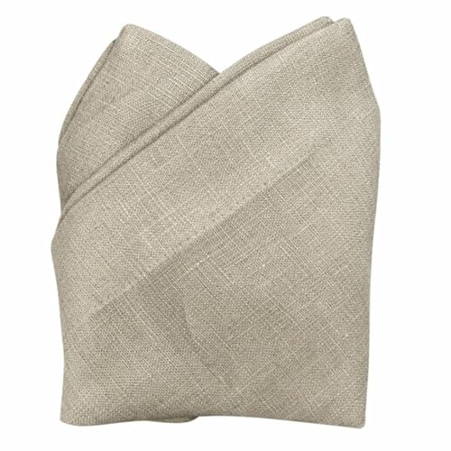 Cuore di lino - Pañuelo de bolsillo de lino blanco óptico, blanco crema, natural, con Ajour, marco 25 x 25 cm, fabricado en Italia, natural, 25x25cm