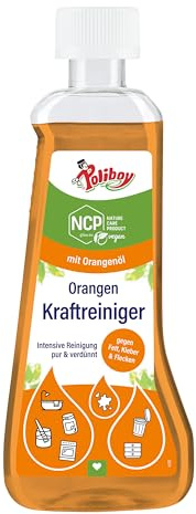 POLIBOY NCP Orangen Kraftreiniger – Hochkonzentrierter Orangenöl Reiniger & Fettlöser – Entfernt Eingebranntes, Klebstoffe, Farben & Fette – Starker Allzweckreiniger – 1x 200 ml – Made in Germany